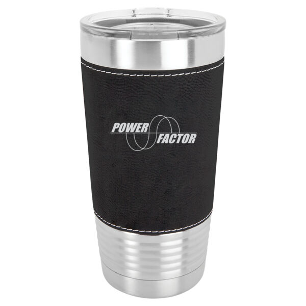   - 20 oz. Stainless Steel Leatherette Tumbler w/Clear Lid Thumbnail